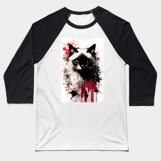 Birman Cat Portrait Baseball T-Shirt